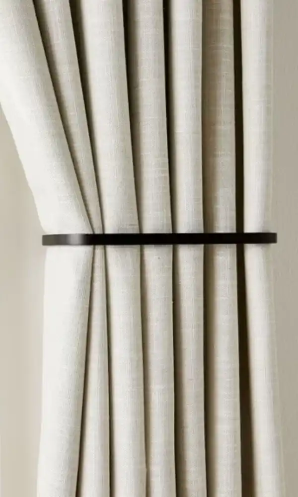 Black metal curtain holdback hook
