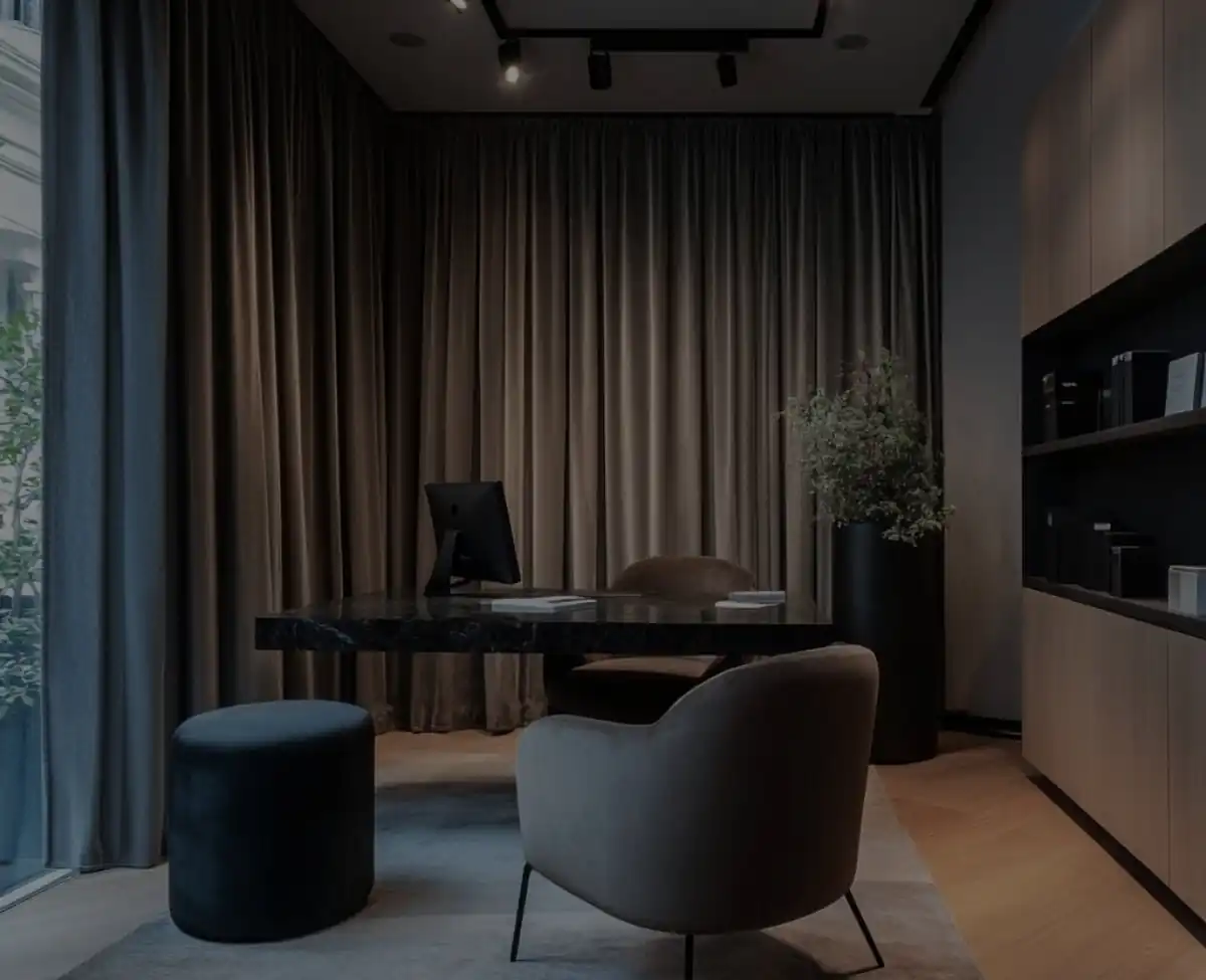 Professional office curtains workspace window